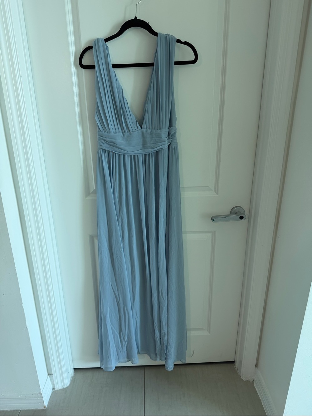 Love By Design Pale Blue Pleated V-Neck Maxi Dress